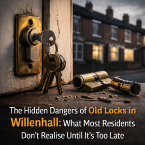 Old door lock on a Willenhall property highlighting the security risks of outdated locks