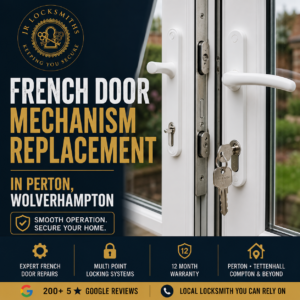 Featured image for a uPVC French door mechanism replacement completed by JR Locksmiths in Perton, Wolverhampton.