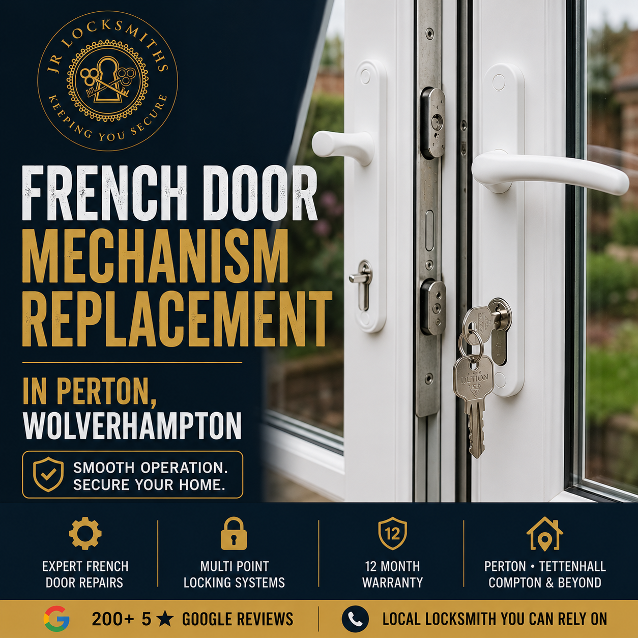 French door mechanism replacement completed by JR Locksmiths in Perton, Wolverhampton