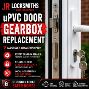Featured image highlighting a uPVC door gearbox replacement completed by JR Locksmiths in Aldersley, Wolverhampton.