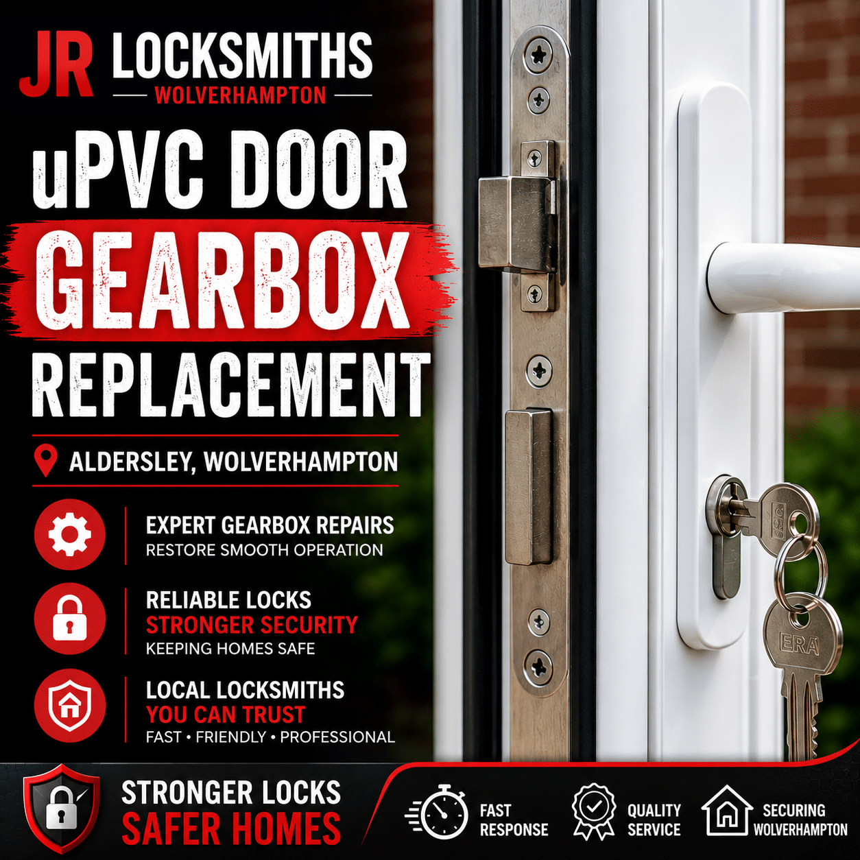 uPVC door gearbox replacement completed by JR Locksmiths in Aldersley, Wolverhampton