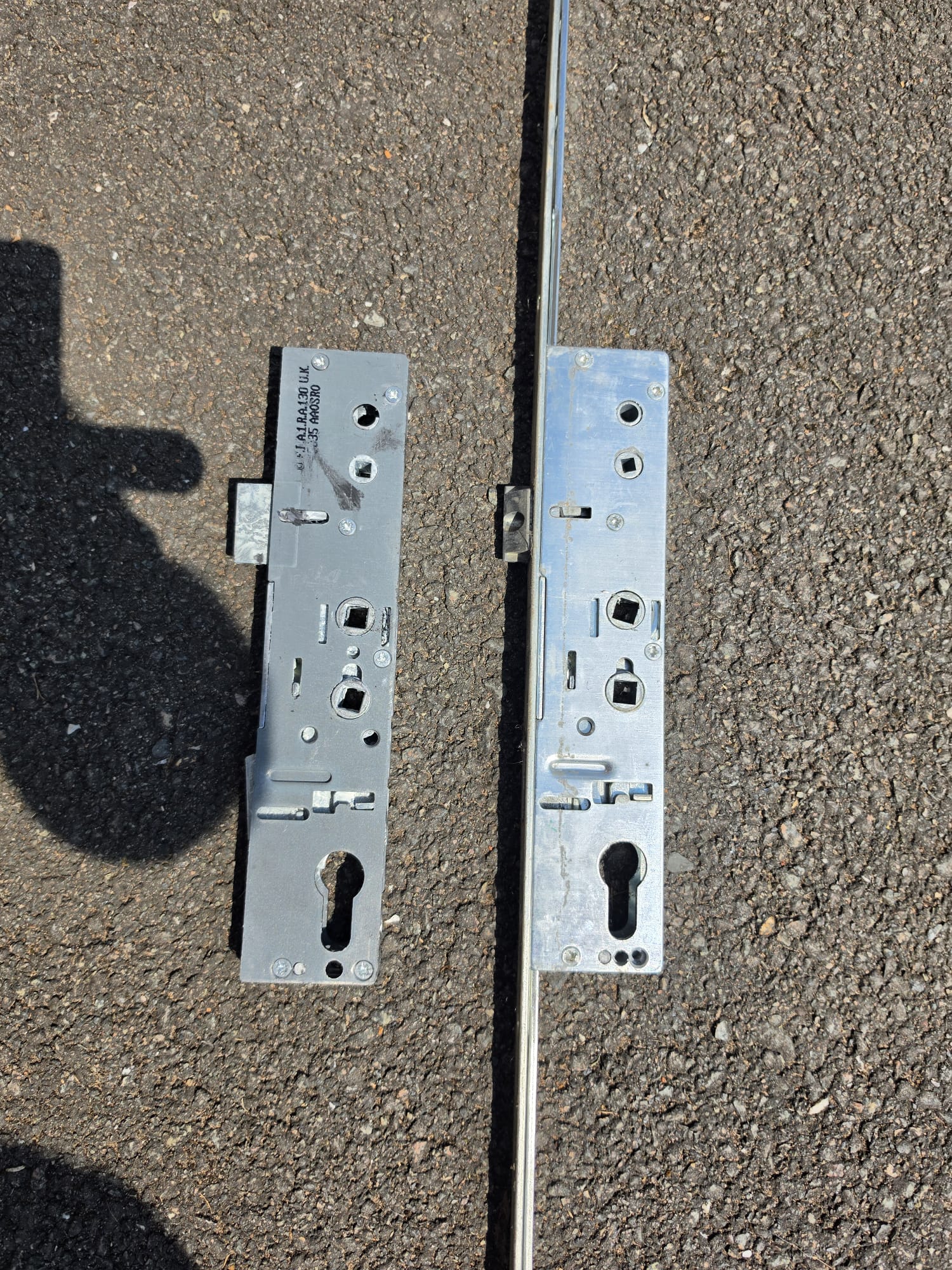 Old and replacement uPVC door gearbox during a lock repair completed by JR Locksmiths in Codsall, Wolverhampton