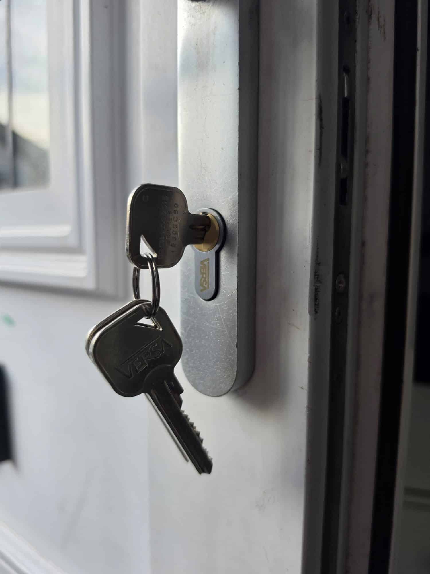 New lock cylinder fitted after completing a uPVC door gearbox replacement in Aldersley, Wolverhampton