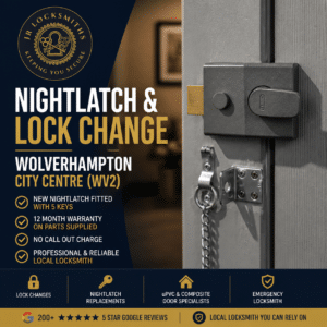Nightlatch and lock change completed in Wolverhampton City Centre WV2