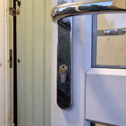 a new door lock installed by a locksmith in bridgnorth